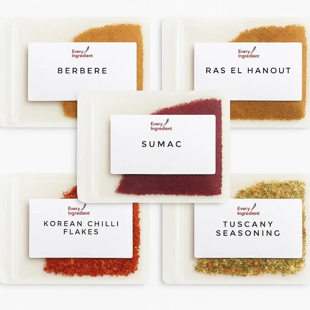 Every Ingredient's Sample Pack Special spice promo called passport to flavour